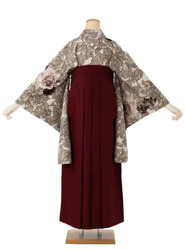 卒業式袴レンタルM1382野バラ・キャメル×えんじ