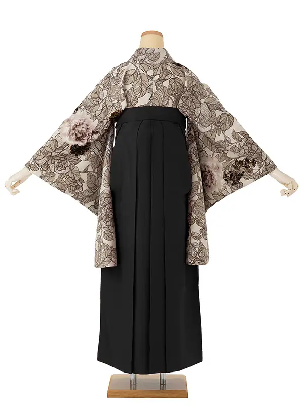 卒業式袴レンタルM1382野バラ・キャメル×黒