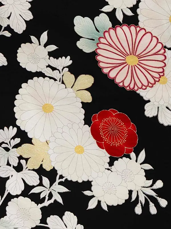 卒業式袴レンタルM1386白菊・黒×えんじ