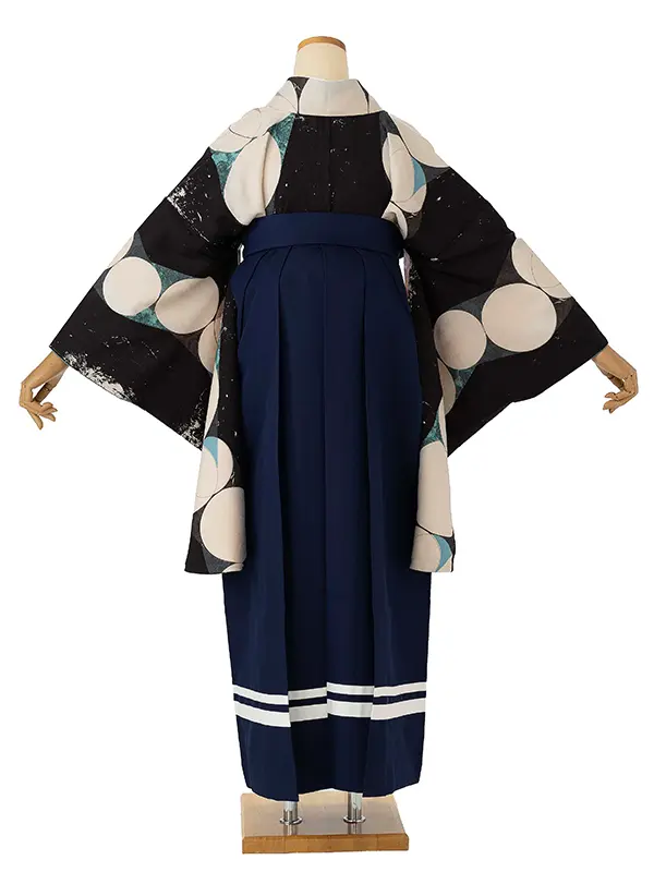 卒業式袴レンタルM1400ビバップ・ダークグレー×２ライン/紺