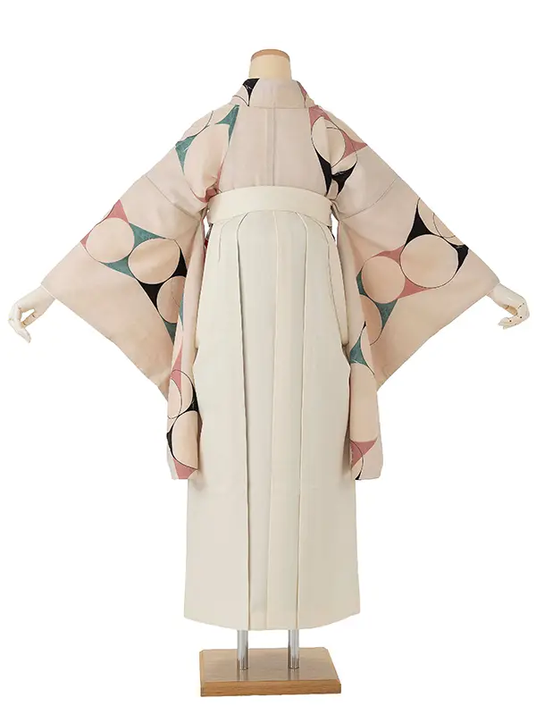 卒業式袴M1401ビバップ・アイボリー×プリーツ切り返し・クリーム×ベージュ
