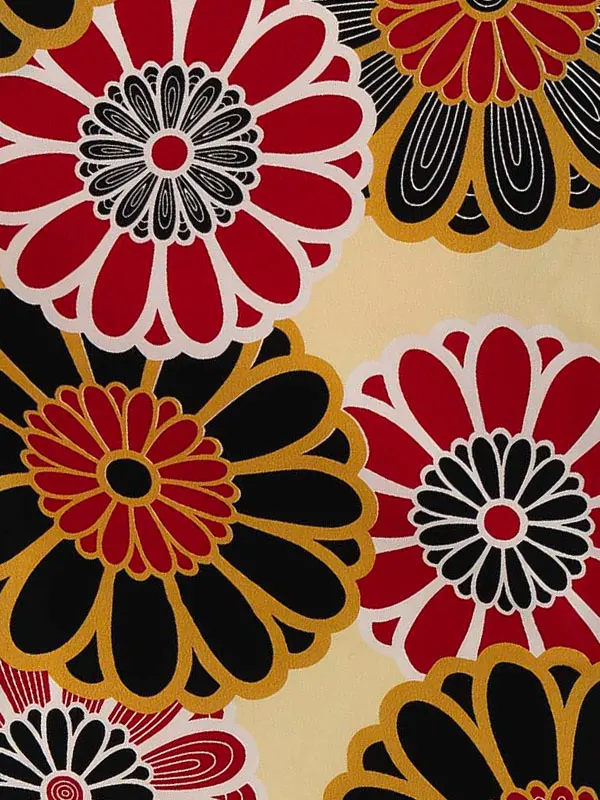 卒業式袴レンタルM0208大菊・クリーム×ライン/黒