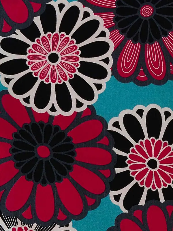 卒業式袴レンタルM0209大菊・ターコイズ×ライン/ワイン