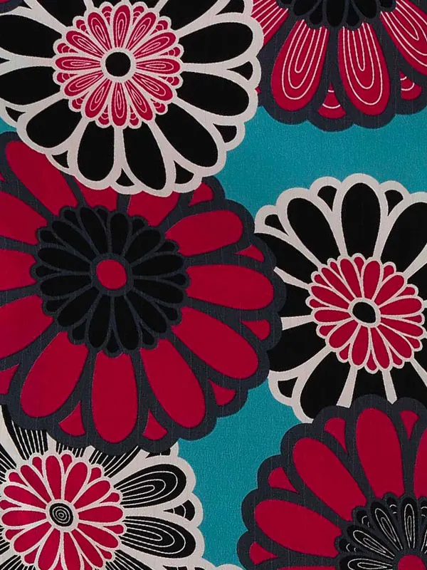 卒業式袴レンタルM0209大菊・ターコイズ×ライン/黒