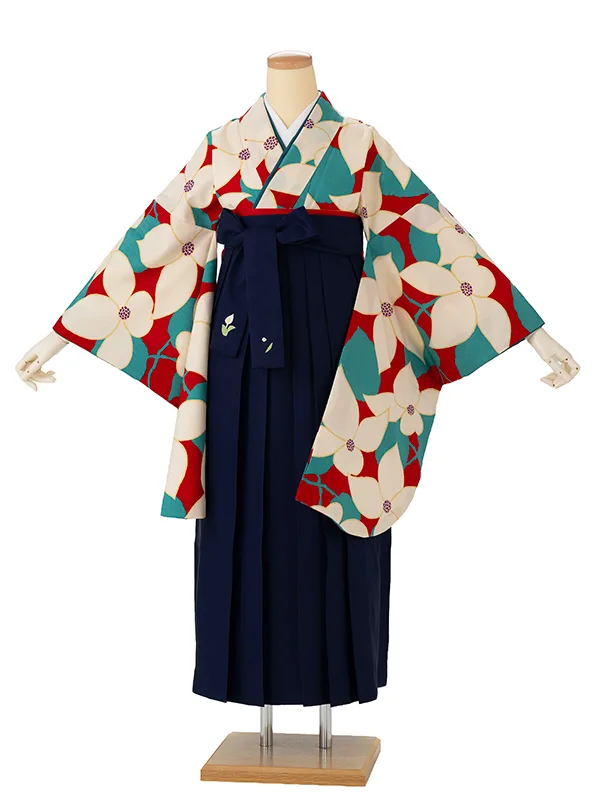 卒業式袴レンタルM0210桔梗・赤×紺