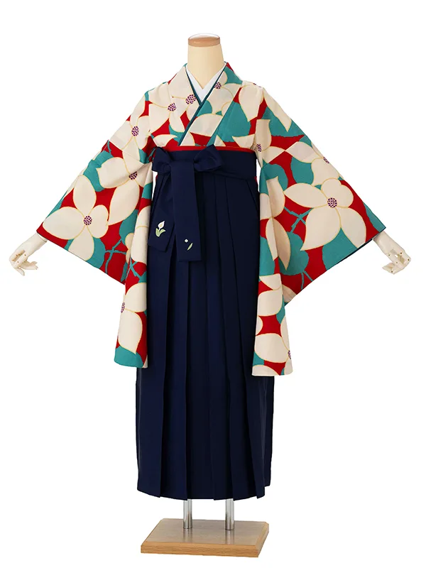 卒業式袴レンタルM0210桔梗・赤×紺