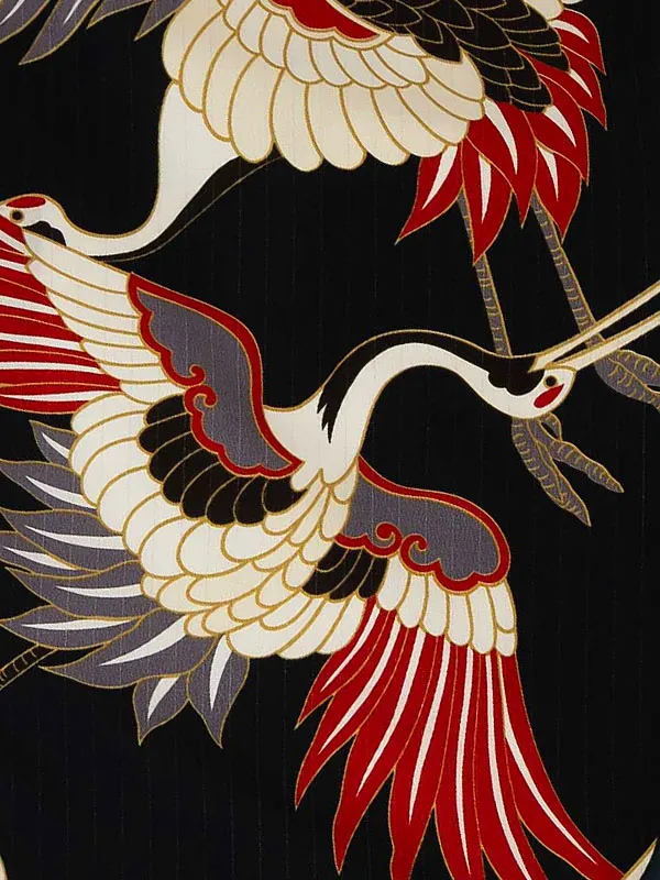 卒業式袴レンタルM0213古典鶴・黒×緑