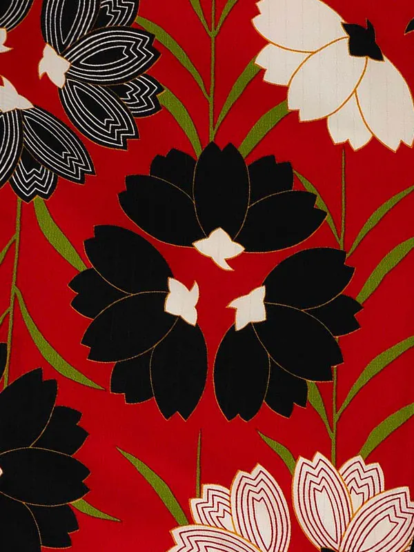 卒業式袴レンタルM0215桜×桜花びら【片身替り】・赤×紺