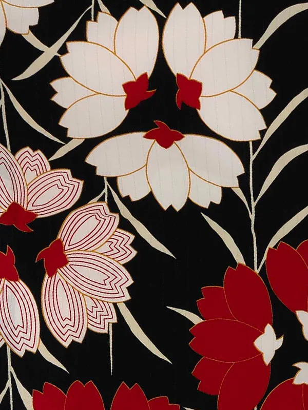 卒業式袴レンタルM0217桜・黒×えんじ