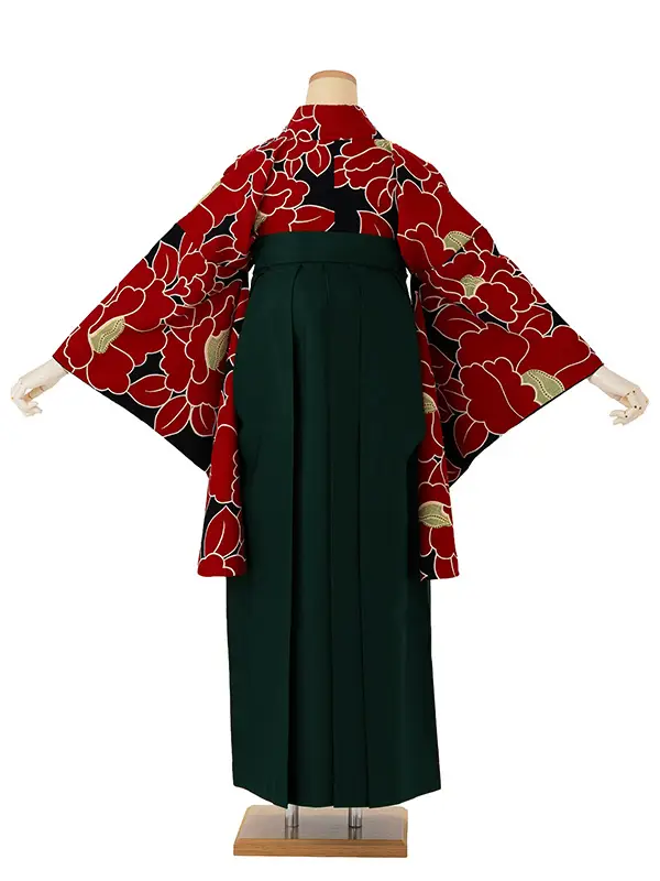 卒業式袴レンタルM0229椿・赤×緑
