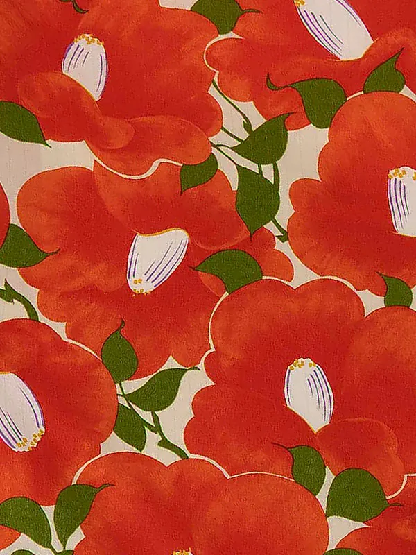 卒業式袴レンタルM0230椿づくし・オレンジ×緑