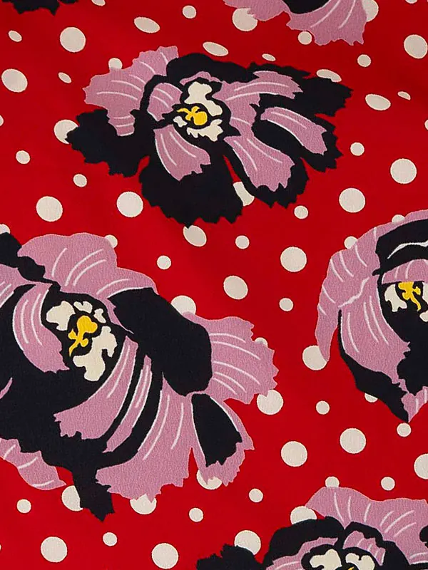 卒業式袴レンタルM0235ドット牡丹・赤×紺