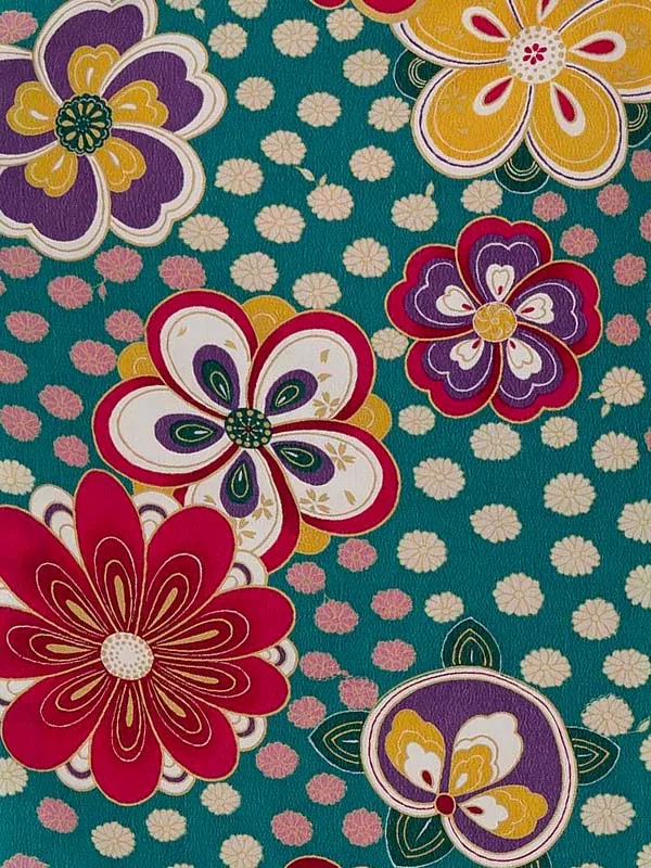 卒業式袴レンタルM0237ねじり梅・緑×ドットライン／ベージュ