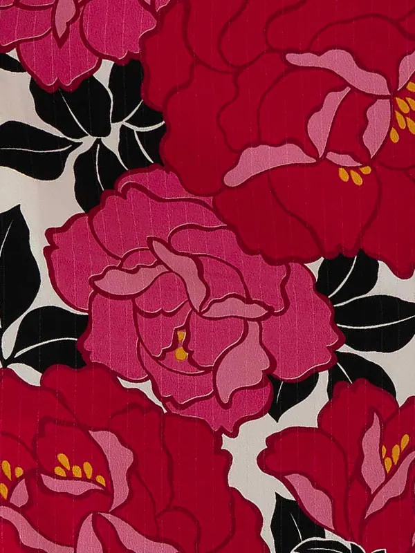 卒業式袴レンタルM0240バラ・オフ×ピンク×ドット／黒