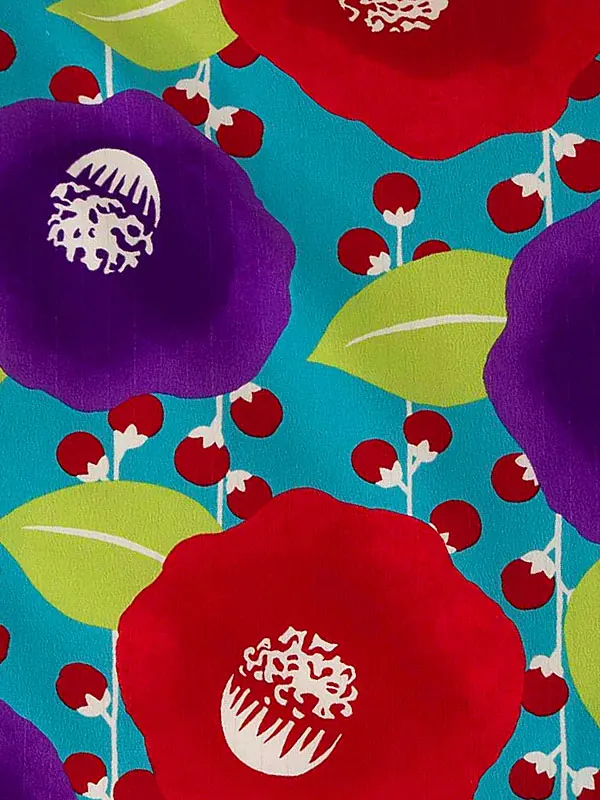 卒業式袴レンタルM0245プチカメリア・ターコイズ×紫