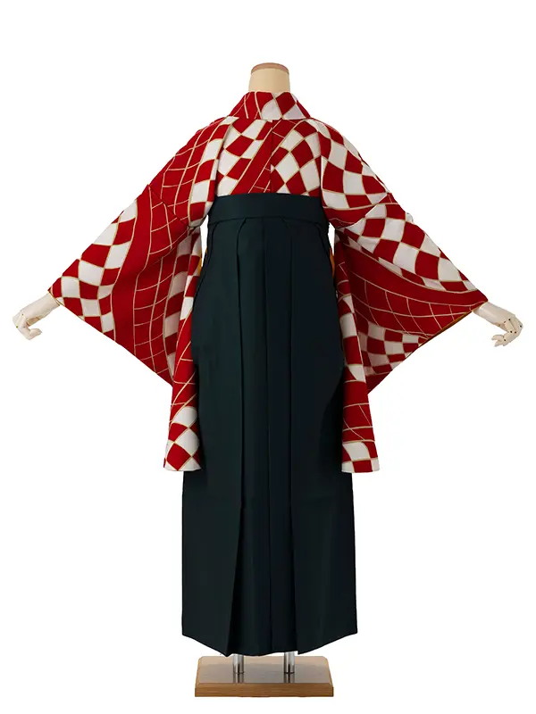 卒業式袴レンタルM0246フラッグチェック・赤×緑