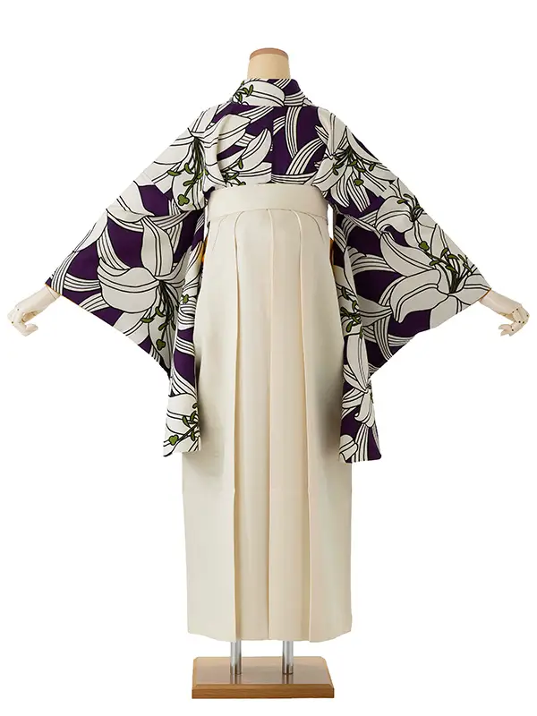 卒業式袴レンタルM0256百合・紫×オフホワイト