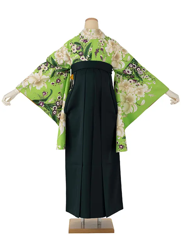 卒業式袴レンタルM0262カトレアと小菊・黄緑×緑