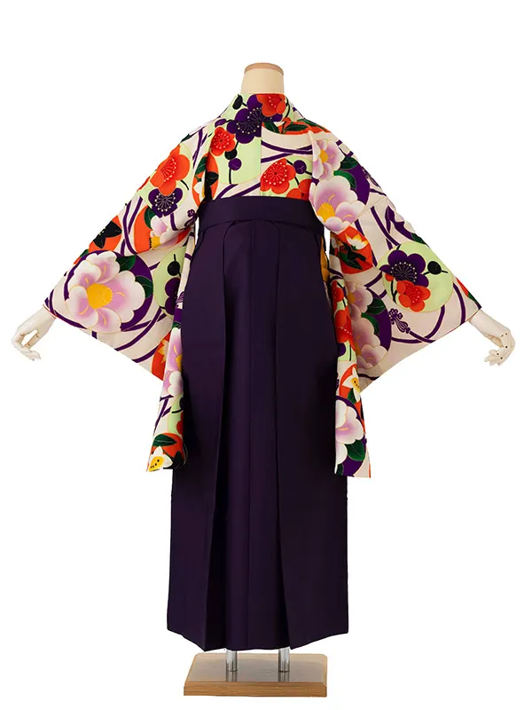 卒業式袴レンタルM0278華丸紋・オフ×紫