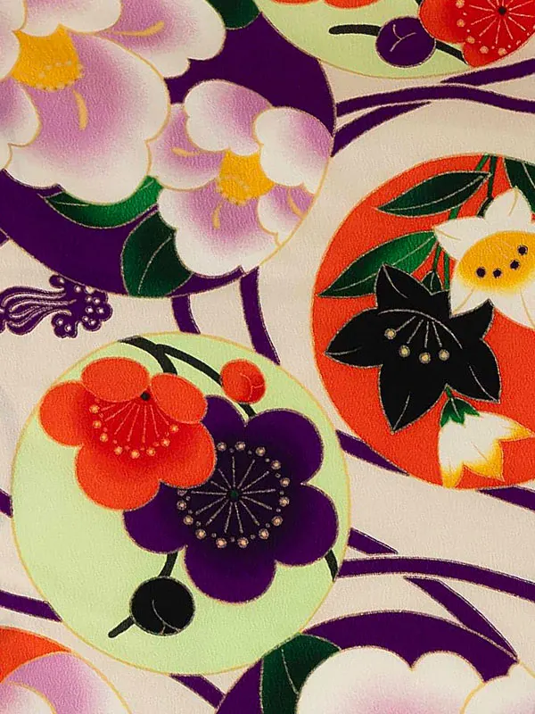 卒業式袴レンタルM0278華丸紋・オフ×紫