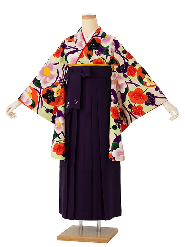 卒業式袴レンタルM0278華丸紋・オフ×紫