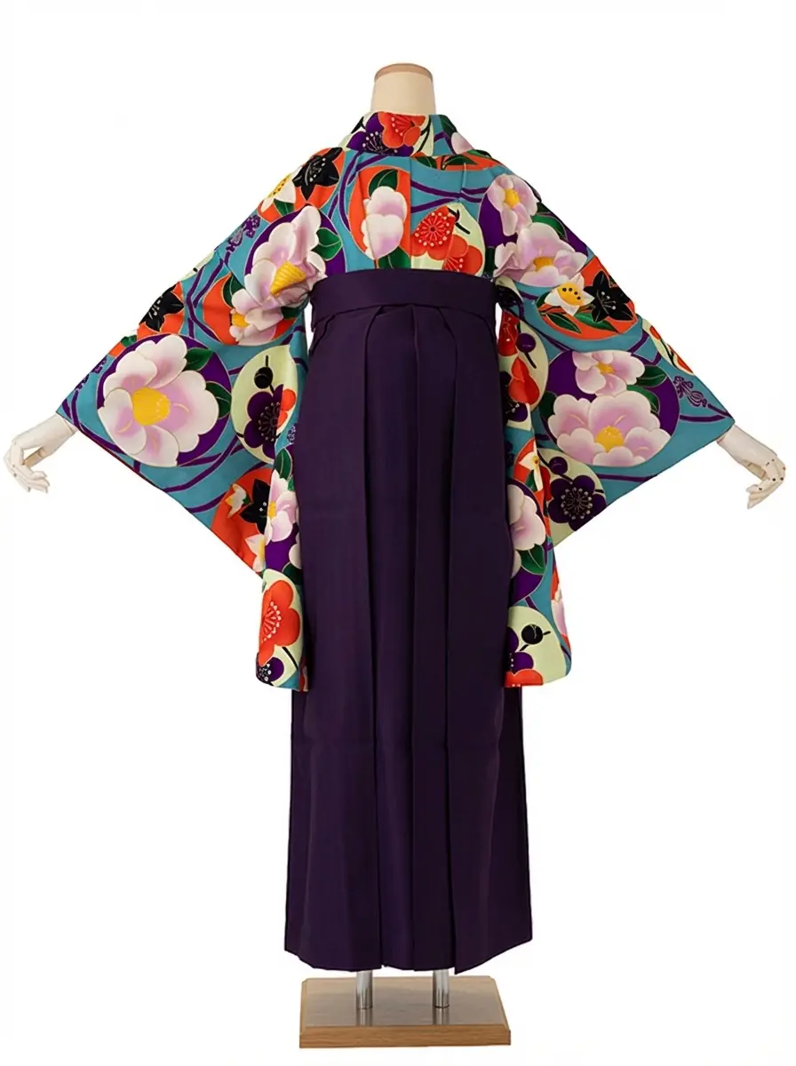 卒業式袴レンタルM0280華丸紋・水色×紫