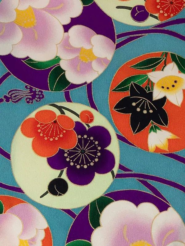 卒業式袴レンタルM0280華丸紋・水色×オフホワイト