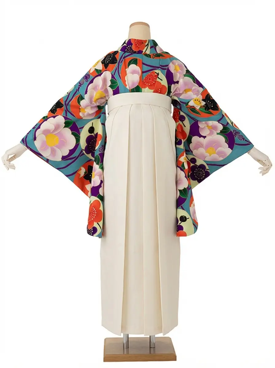 卒業式袴レンタルM0280華丸紋・水色×オフホワイト