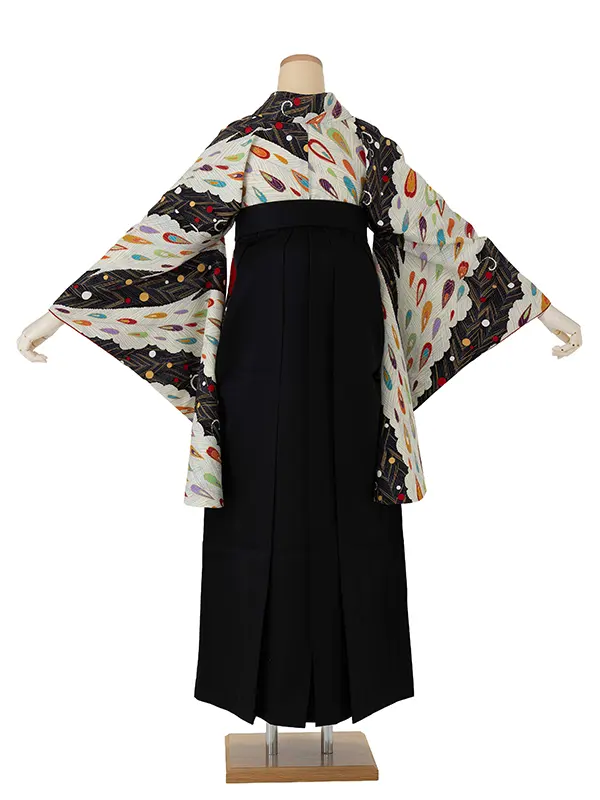 卒業式袴レンタルM0282ピーコック・黒×黒