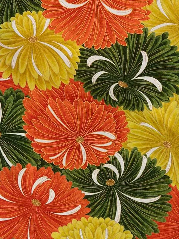 卒業式袴レンタルM0284百々菊・黄×2ライン／緑