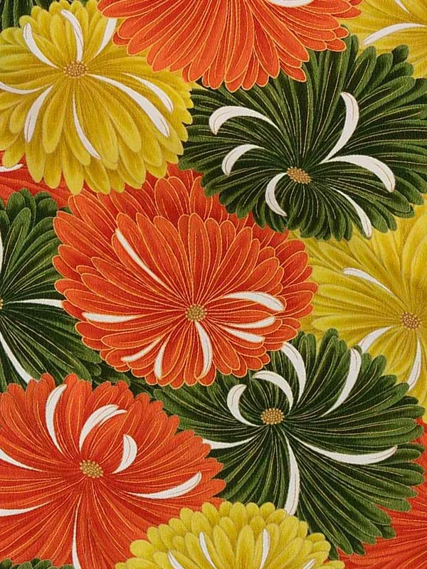 卒業式袴レンタルM0284百々菊・黄×2ライン白