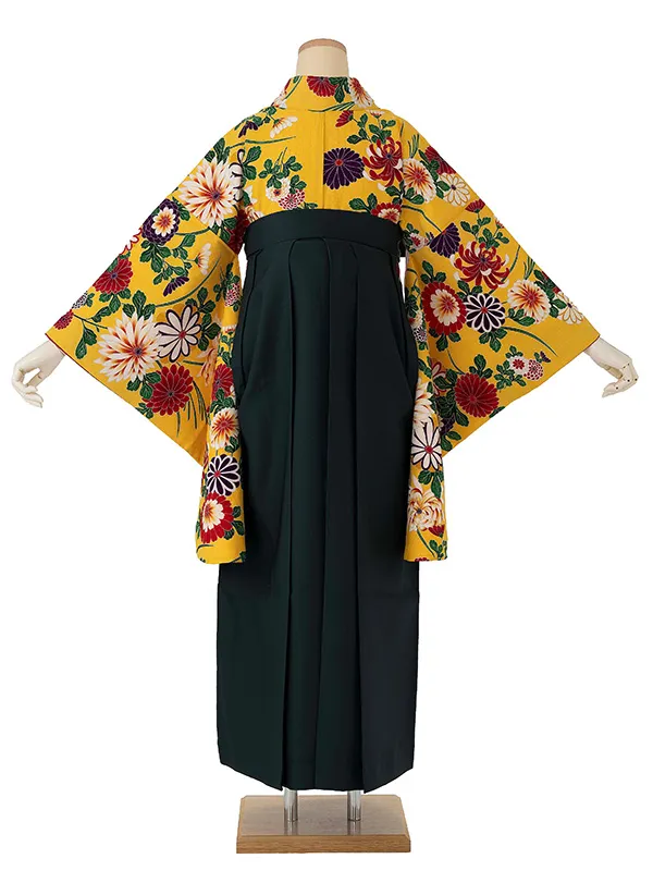 卒業式袴レンタルM0289琉球菊・黄×緑