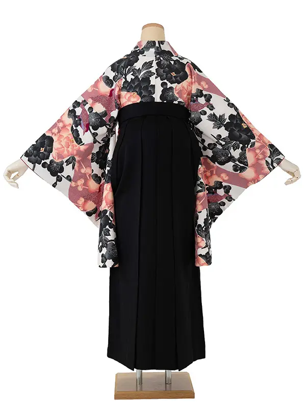 卒業式袴レンタルM0292流水鳥・ピンク×黒