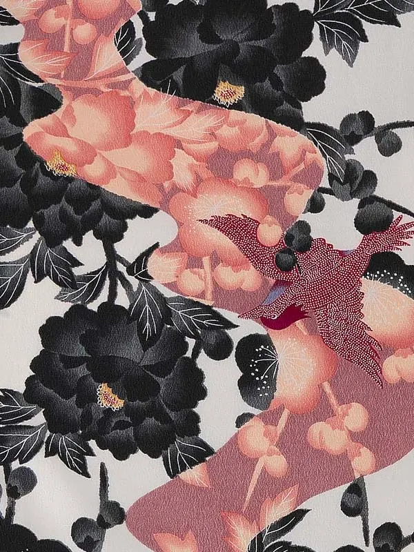 卒業式袴レンタルM0292流水鳥・ピンク×黒