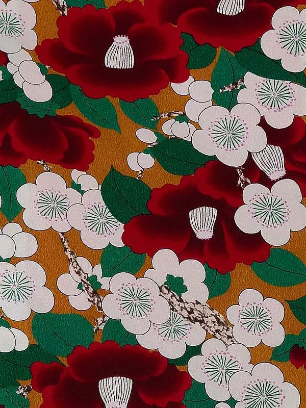 卒業式袴レンタルM0295梅椿・カラシ×緑