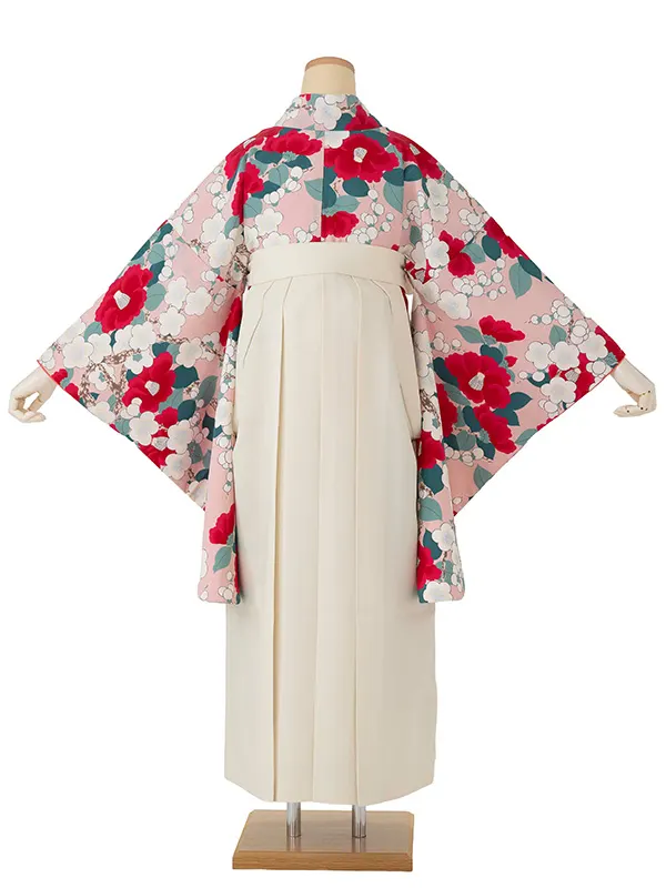 卒業式袴レンタルM0298梅椿・ピンク×オフホワイト