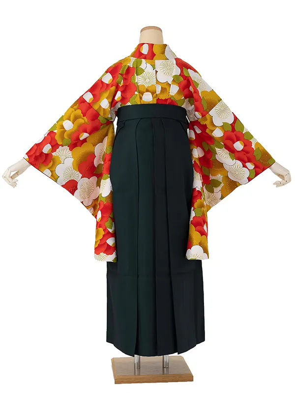卒業式袴レンタルM0303新梅椿・カラシ×緑