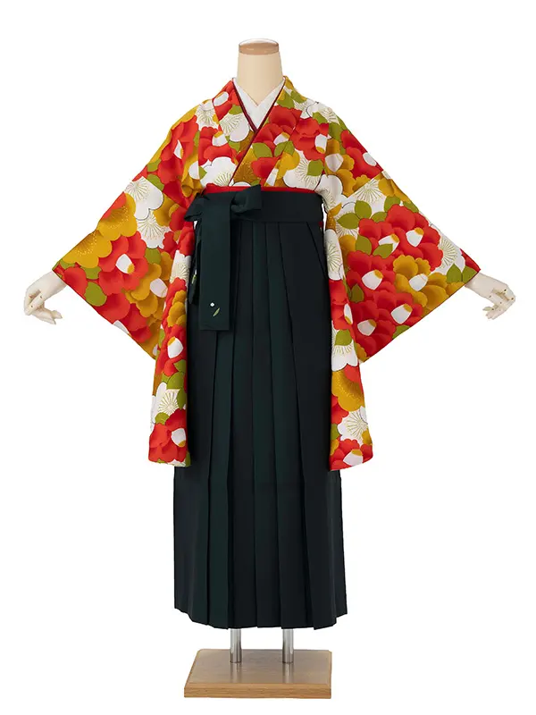 卒業式袴レンタルM0303新梅椿・カラシ×緑