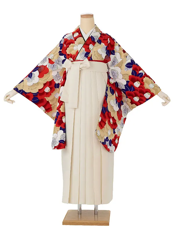 卒業式袴レンタルM0304新梅椿・ベージュ×オフホワイト