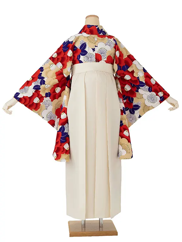 卒業式袴レンタルM0304新梅椿・ベージュ×オフホワイト