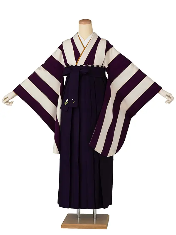 卒業式袴レンタルM0319太縞・紫×紫
