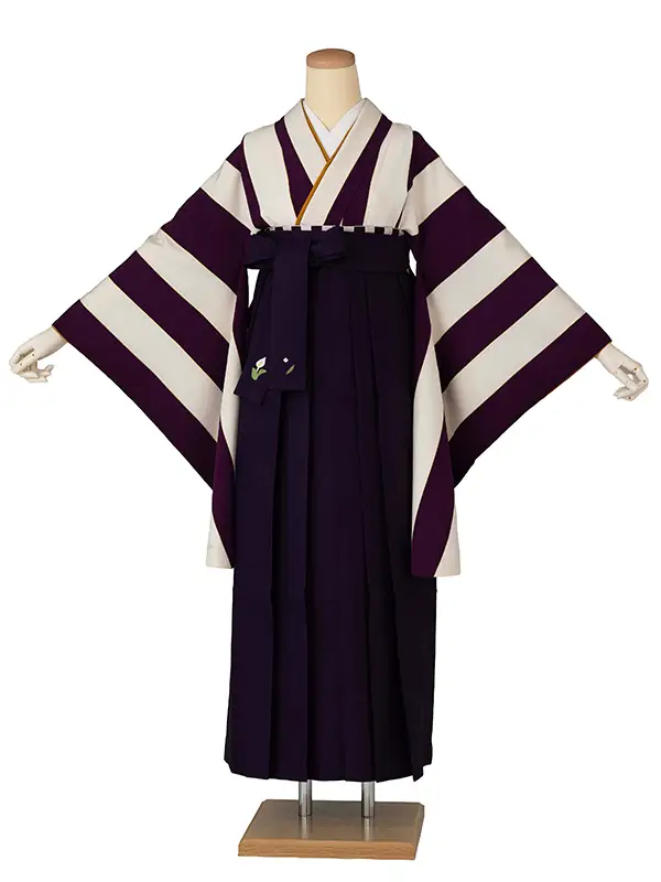 卒業式袴レンタルM0319太縞・紫×紫