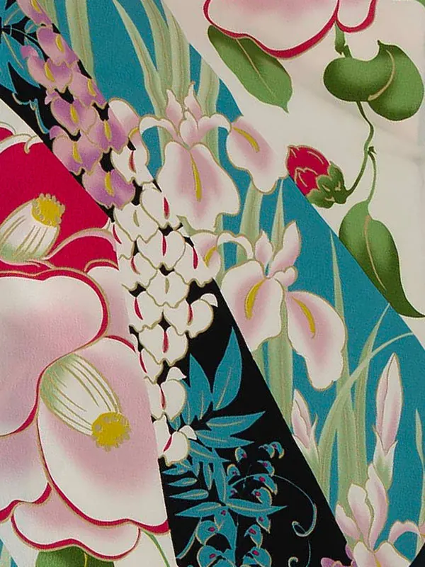 卒業式袴レンタルM0320花きりばみ・オフ×緑