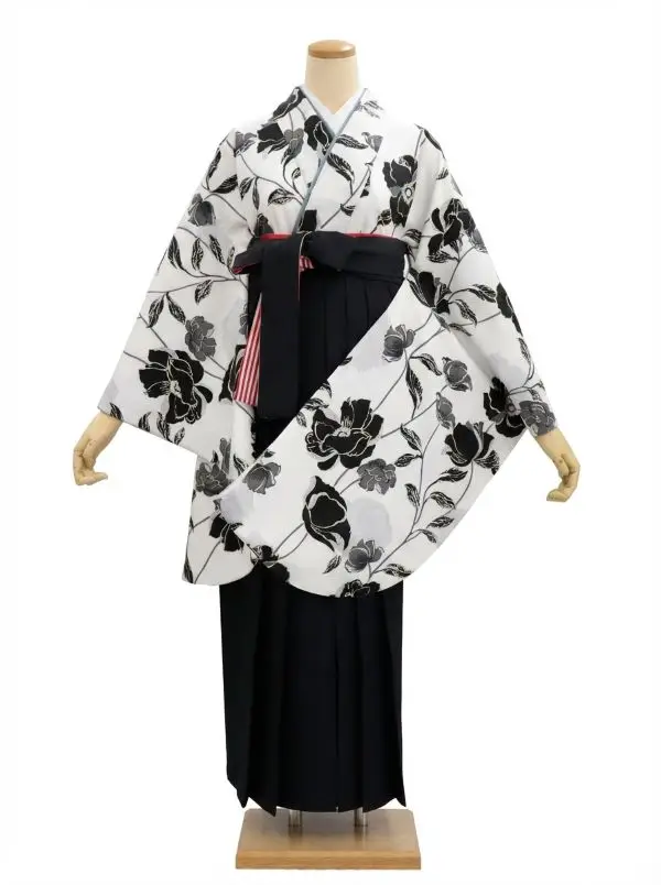 【裄5分長め】卒業式袴レンタルM0327芥子・オフ(1.8.5)×黒