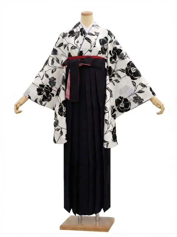 【裄5分長め】卒業式袴レンタルM0327芥子・オフ(1.8.5)×黒