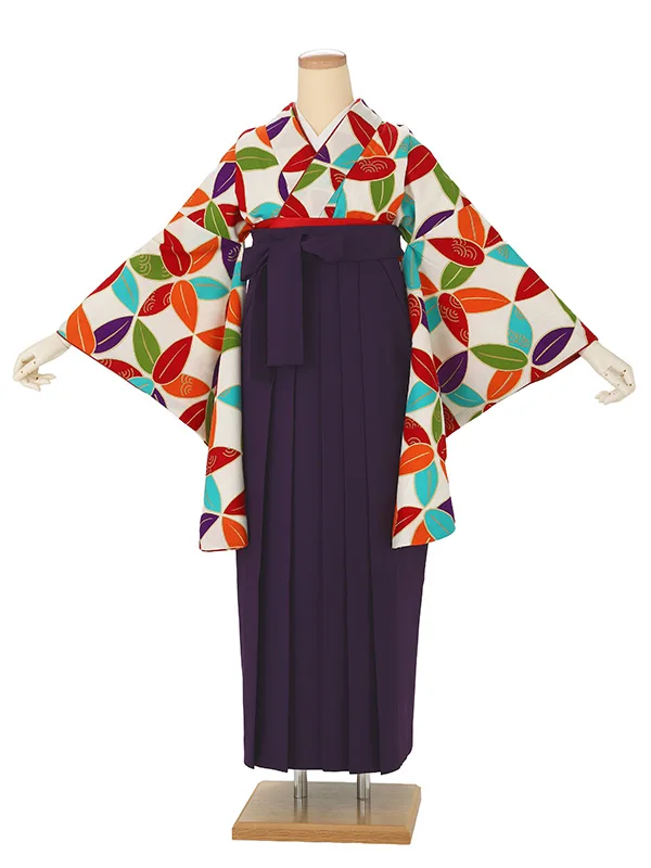 卒業式袴レンタルM0014七宝・オフ×紫