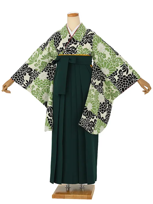 卒業式袴レンタルM0027市松菊・萌黄×緑