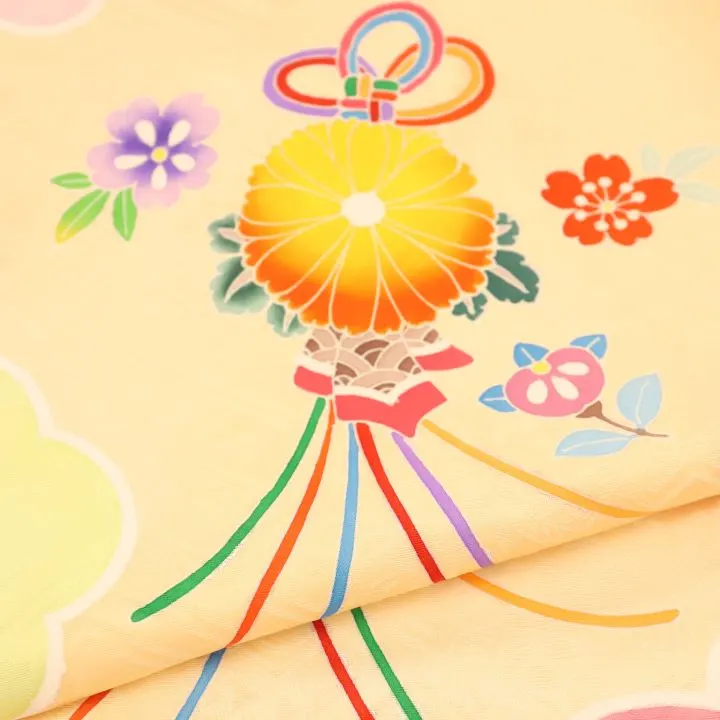 お宮参り 女の子レンタル【正絹　金駒刺繍入】　結び紐 に牡丹菊/ピンク