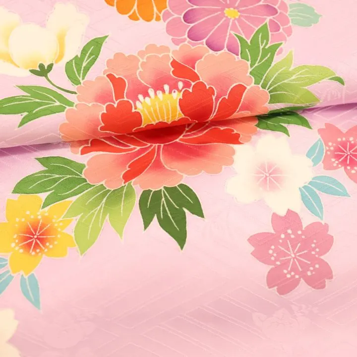 【高級正絹　金駒刺繍入】女児産着 お宮参りレンタル　束ね熨斗・几帳牡丹　菊/紫　