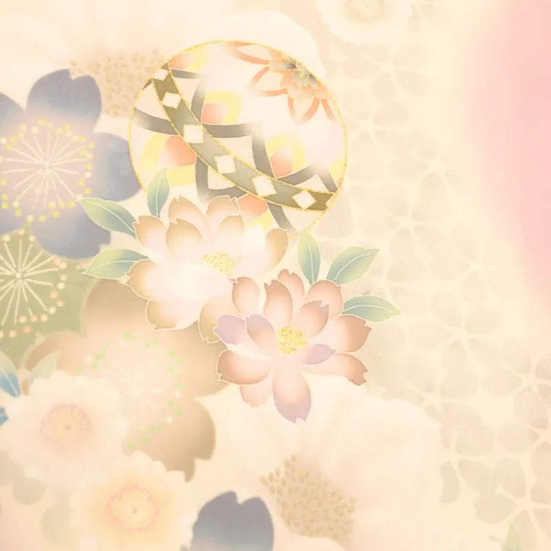 お宮参り 女の子レンタル  金駒刺繍入　花手毬に桜/薄紫